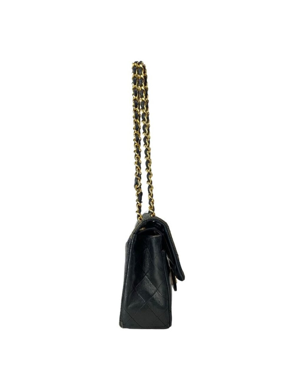 Chanel Shoulder Bag Double Flap Quilted Black Chain Gold Lambskin - Picture 2 of 15